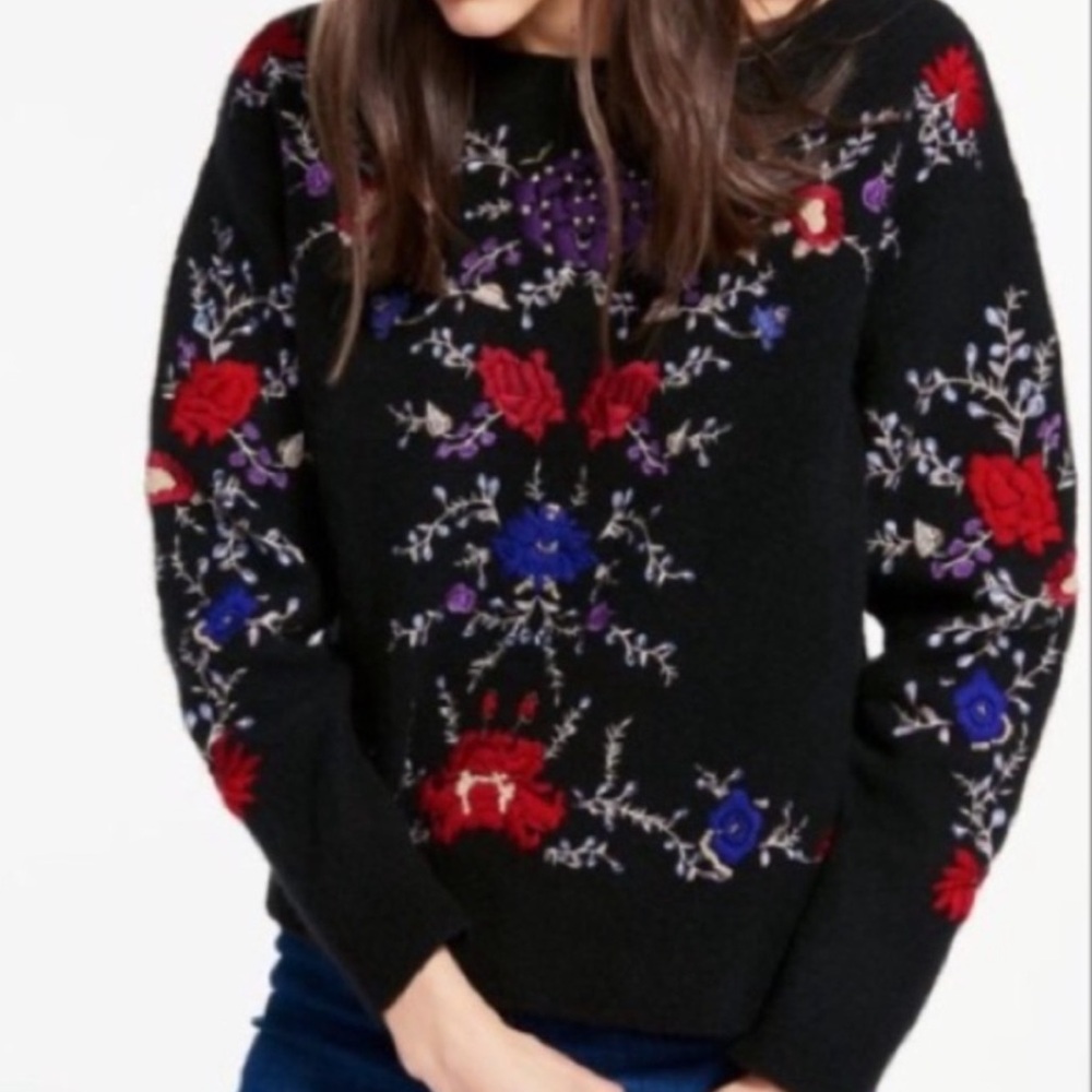 BA&SH DANEMI lady’s pullover Floral Embroidered Black Sweater